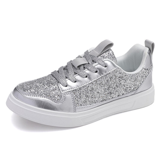 Damen nan Glitzer-Freizeitsneaker mit Metallic-Details, gepolstertem Einstieg und rutschfester Gummisohle R&B