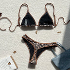 Damen Triangel-Bikini mit exotischem Print und verstellbaren Trägern R&B