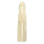 Damen Elegantes Maxikleid mit tiefem V-Ausschnitt und raffinierten Raffungselementen R&B