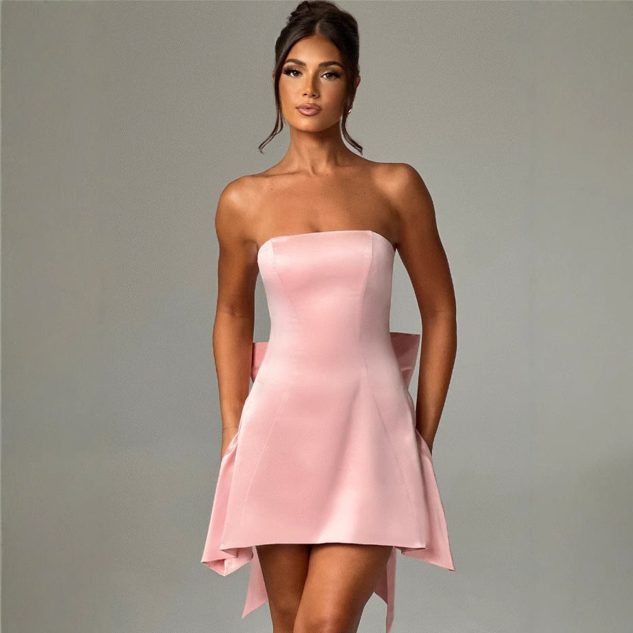 Damen Minikleid im eleganten Bandeau-Stil mit verspieltem Rückendetail R&B
