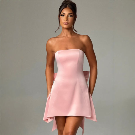 Damen Minikleid im eleganten Bandeau-Stil mit verspieltem Rückendetail R&B
