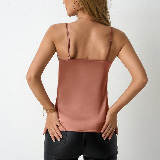 Damen Satin Top mit elegantem Herzausschnitt R&B