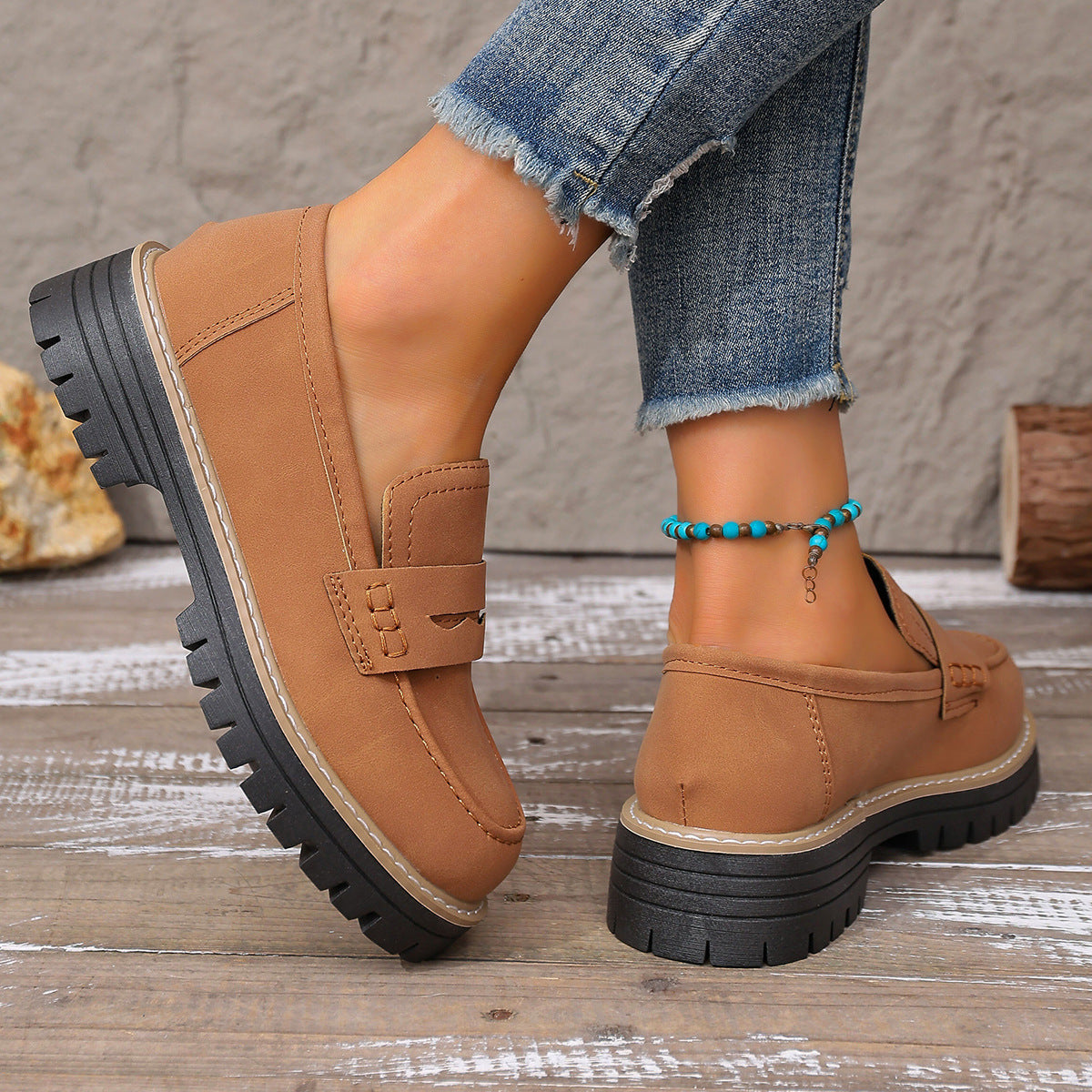 Damen Bequeme Mokassins mit robuster Sohle und elegantem Design R&B