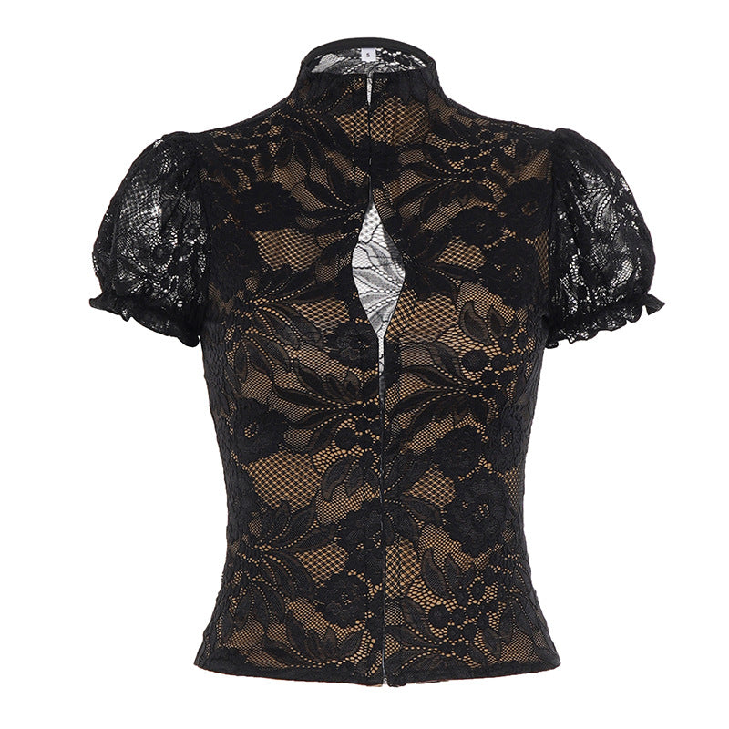 Damen Spitzenbluse mit Rüschenärmeln R&B