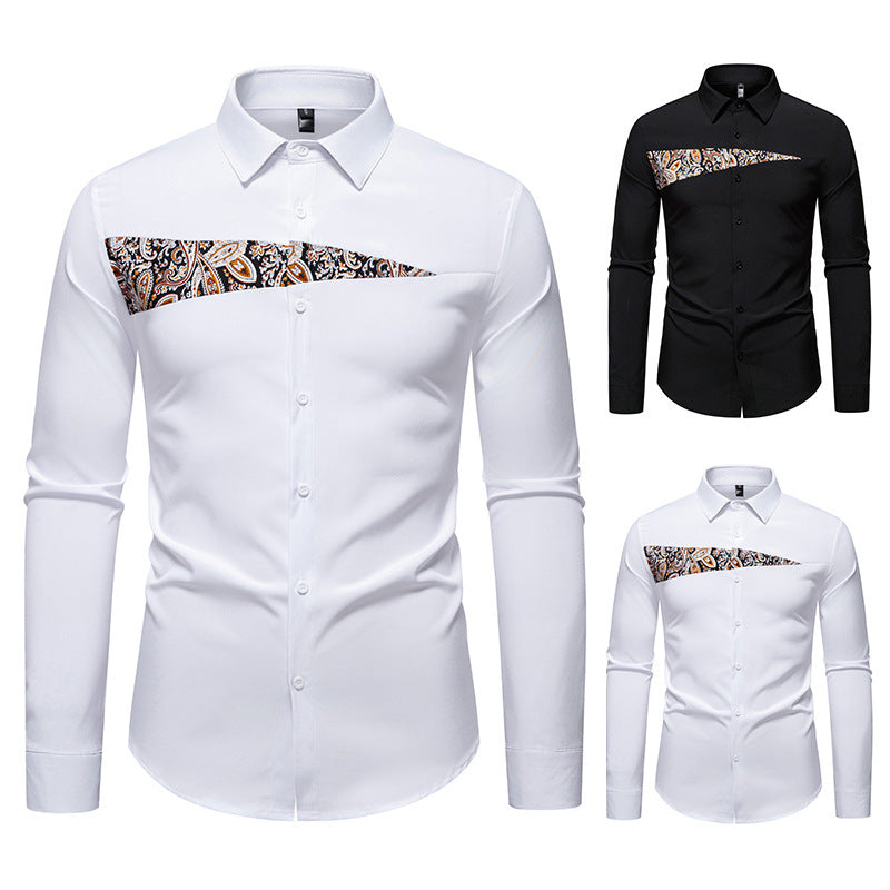 Herren Langarmhemd mit kreativem Paisley-Design R&B