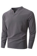Herren Langarm Shirt mit modischem Henley-Ausschnitt R&B