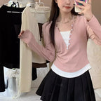 Damen Langarmshirt mit modernem Knopfleistentwurf und lässigem Schnitt