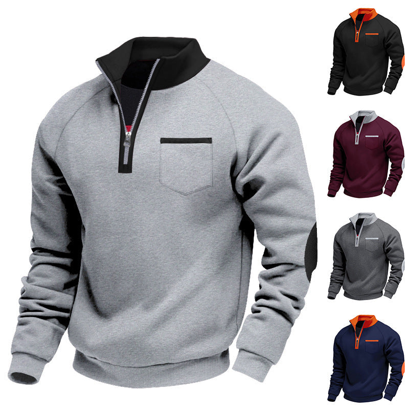 Herren modischer Kapuzenpullover mit Reißverschluss und praktischer Brusttasche R&B