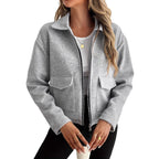 Damen lässige Zip-Jacke mit praktischen Taschen R&B