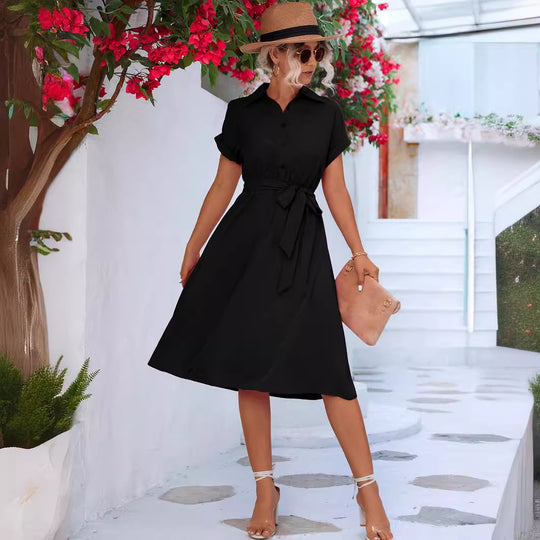 Damen Hemdblusenkleid mit eleganter Taillierung und modischem Bindegürtel R&B