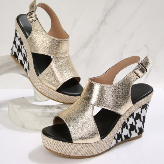 Damen Wedge-Sandalen mit modischem Hahnentritt-Design R&B