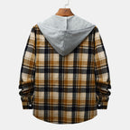 Herren Karierte Hemdjacke mit Kapuze und bequemer Passform
