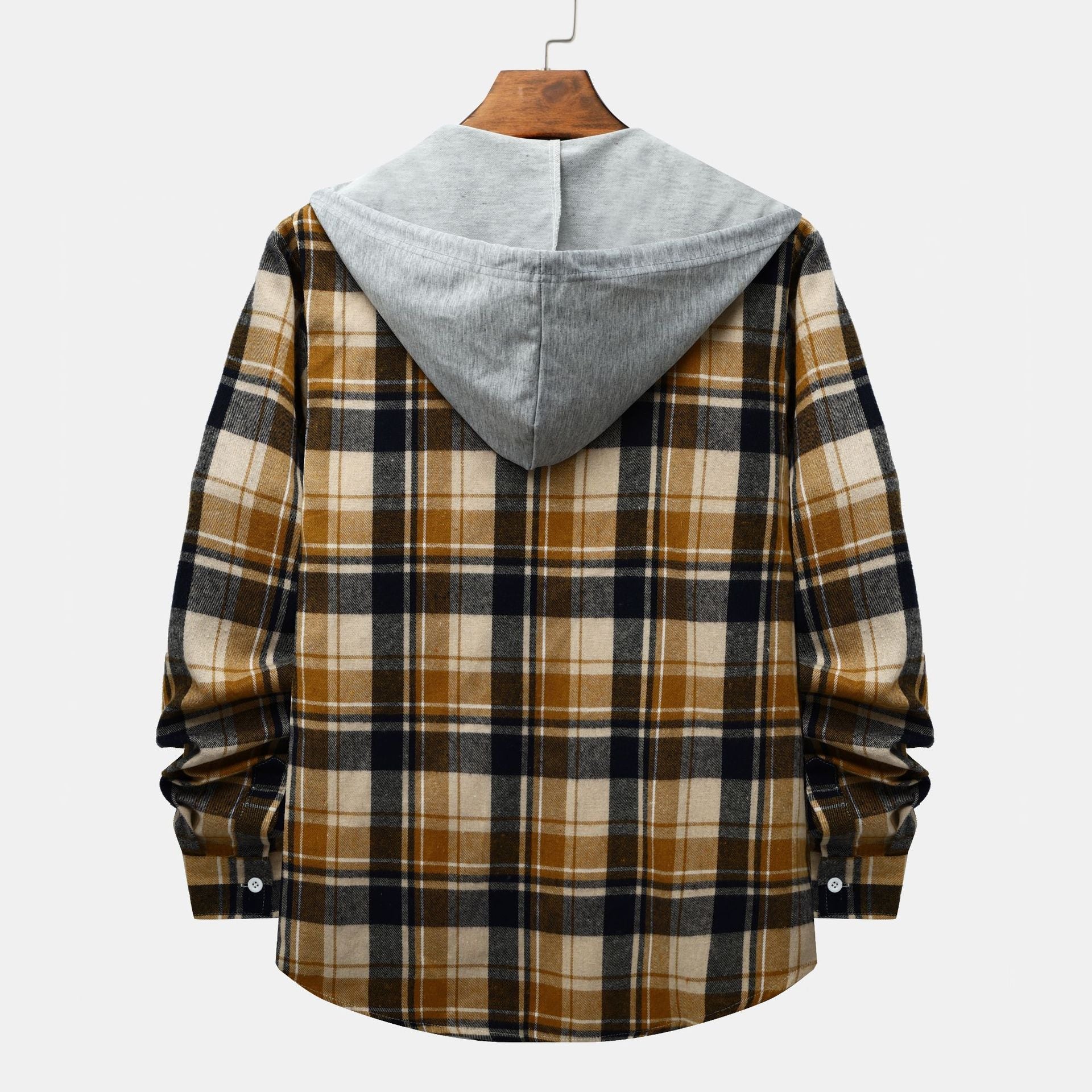Herren Karierte Hemdjacke mit Kapuze und bequemer Passform