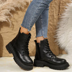 Damen Schnürboots mit robustem Profil und modischem Reißverschluss R&B
