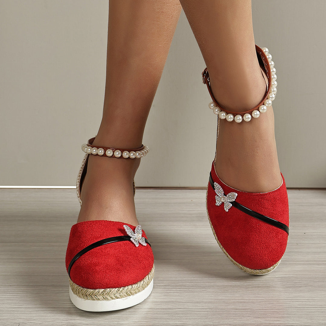 Damen Espadrilles mit funkelnden Schmetterlingsapplikationen R&B