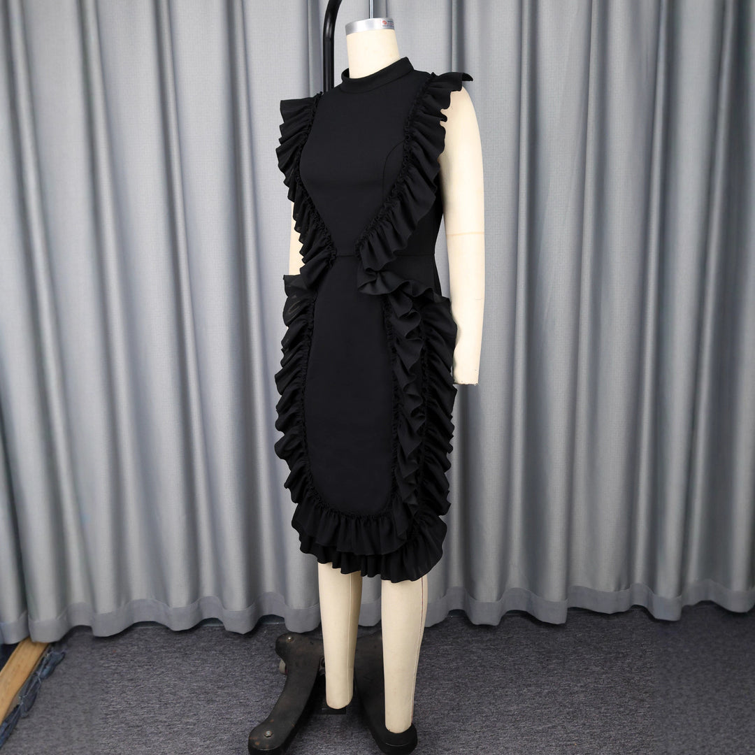 Damen figurbetontes Kleid mit Rüschendetails R&B
