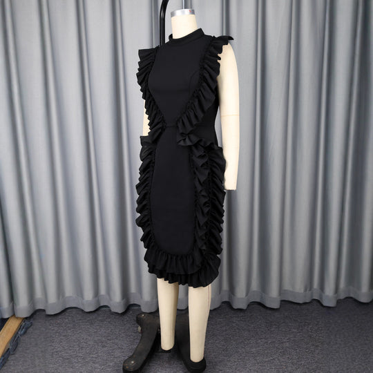 Damen figurbetontes Kleid mit Rüschendetails R&B