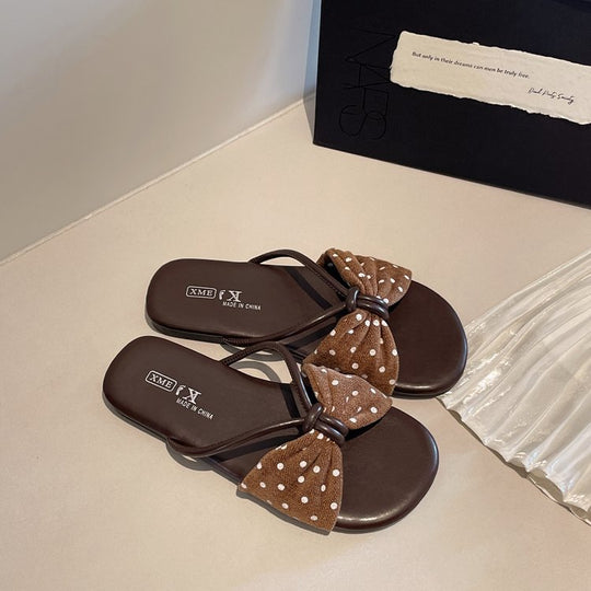 Damen modische Badeslipper mit dekorativer Schleifenapplikation R&B