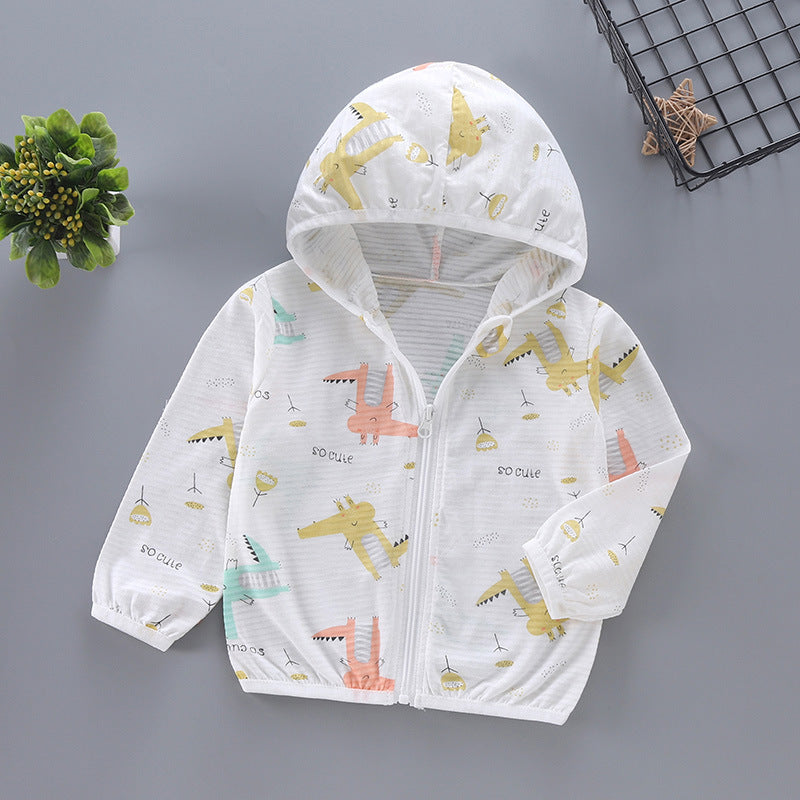 Unisex nan leichte Kapuzenjacke für Kleinkinder mit süßem Tierprint und Reißverschluss  R&B
