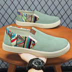 Damen Gemütliche Slip-On Sneakers mit buntem Muster und elastischem Einsatz
