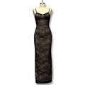Damen Elegantes Spitzenmaxikleid mit tiefem Ausschnitt und enganliegender Silhouette R&B