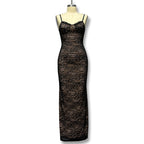 Damen Elegantes Spitzenmaxikleid mit tiefem Ausschnitt und enganliegender Silhouette R&B