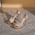 Damen Glamouröse High Heels mit glitzerndem Obermaterial und elegantem Riemchen-Design
