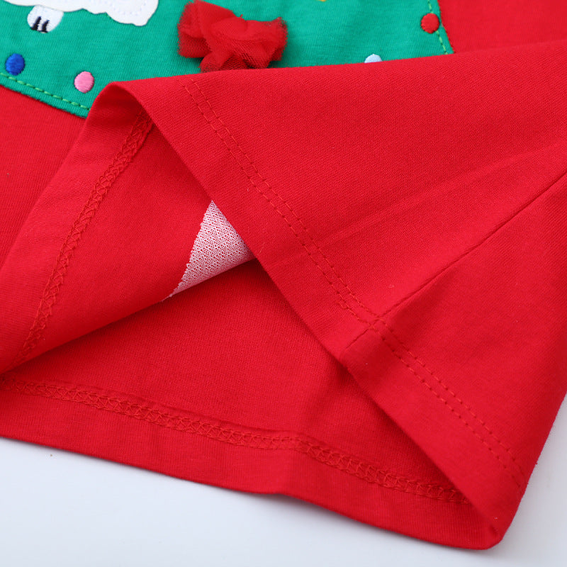 Mädchen Langarmkleid mit festlichem Weihnachtsbaum-Motiv R&B