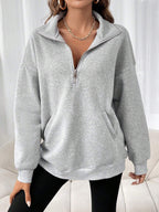 Damen Sweatshirt mit halbem Reißverschluss und lässigem Schnitt