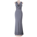 Damen Elegantes Maxikleid mit verführerischem V-Ausschnitt und fließendem Schnitt R&B