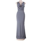 Damen Elegantes Maxikleid mit verführerischem V-Ausschnitt und fließendem Schnitt R&B