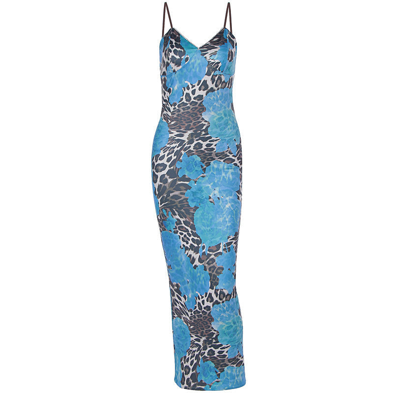 Damen Langes Kleid mit trendigem Blumen- und Animal-Print R&B