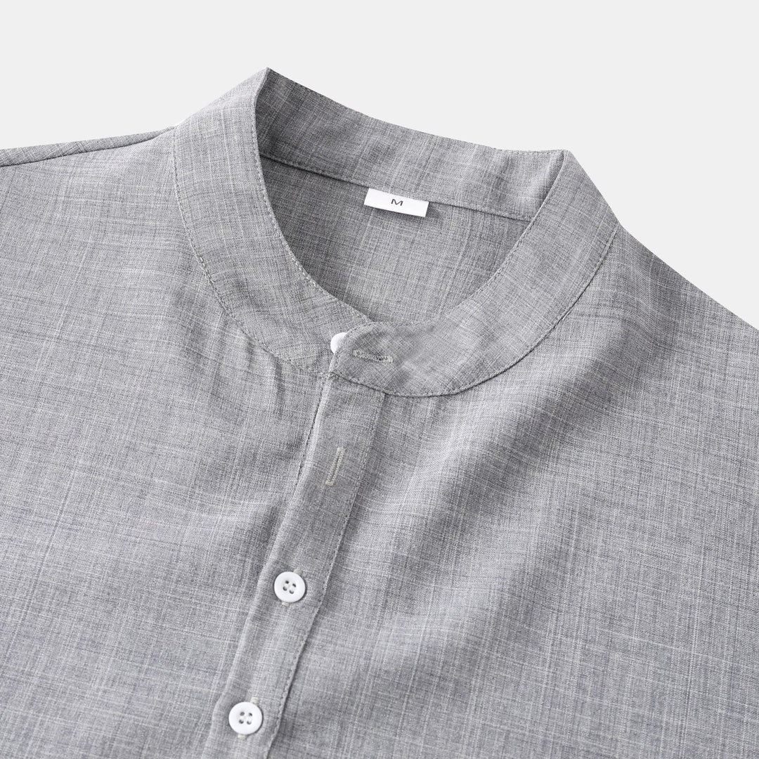 Herren Kurzarmhemd mit innovativem Henley-Ausschnitt und lässigem Look R&B