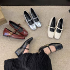 Damen Ballerinas mit eleganter Schnalle und metallischer Oberfläche R&B