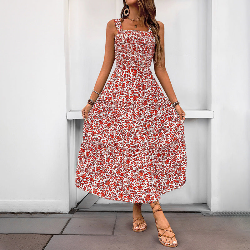 Damen Maxikleid mit schmeichelndem, elastischem Oberteil und floralen Druckdetails R&B