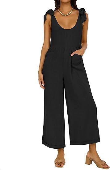 Damen Lässiger Jumpsuit mit verstellbaren Trägern und weitem Bein R&B