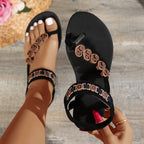 Damen Komfortable Zehentrenner-Sandalen mit floralen Details R&B