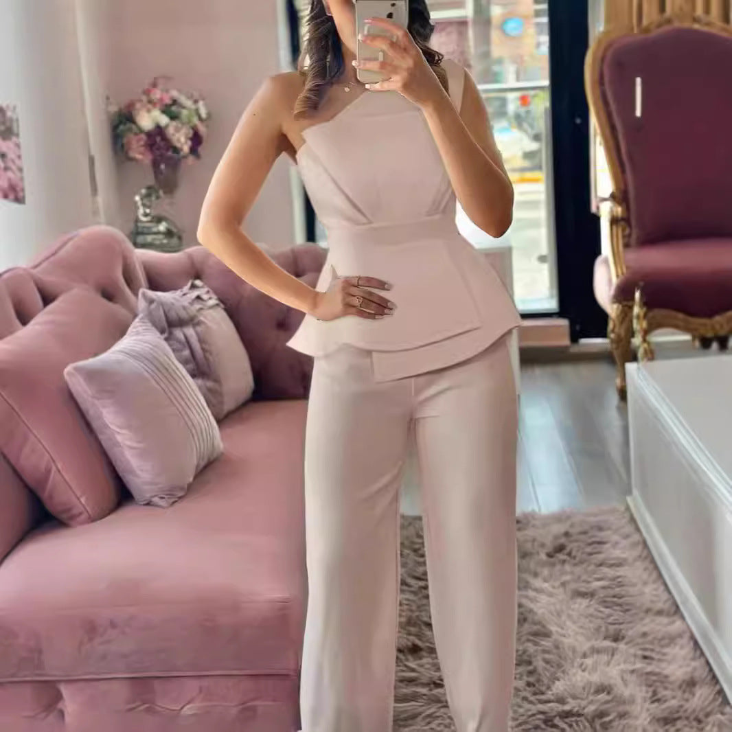 Damen Modischer Jumpsuit mit schickem Tailleneffekt und gerafftem Oberteil R&B