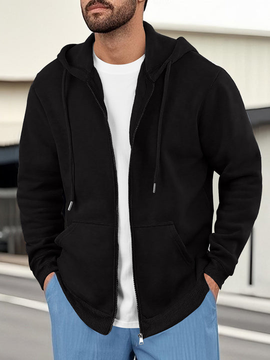 Herren lässige Kapuzenjacke mit atmungsaktivem Sweatstoff und praktischen Taschen R&B