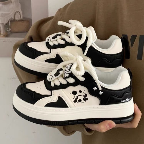 Damen Modische Sneakers mit spielerischem Panda-Design und rutschfester Sohle R&B