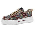 Damen modische Sneaker mit buntem Ethno-Muster und gepolsterter Sohle R&B