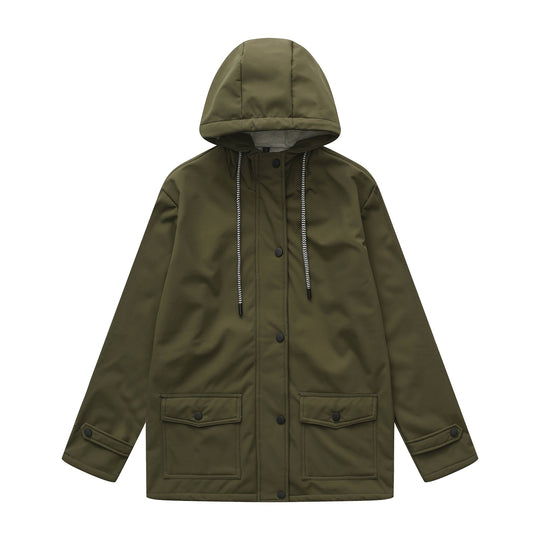 Damen wasserabweisende Outdoorjacke mit verstellbarem Kapuzenkragen R&B