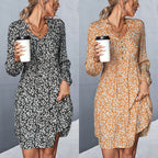 Damen Blümchen Minikleid mit romantischen Rüschendetails und elastischem Bund R&B