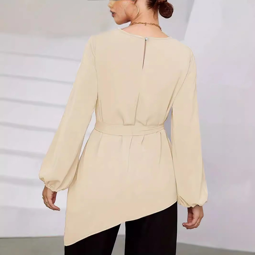 Damen Elegantes Wickelbluse mit langen Ärmeln