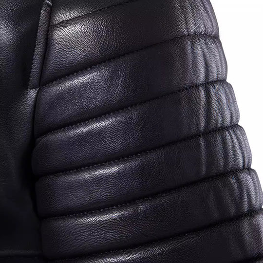 Herren Luxus Leder Bikerjacke mit asymmetrischem Reißverschluss