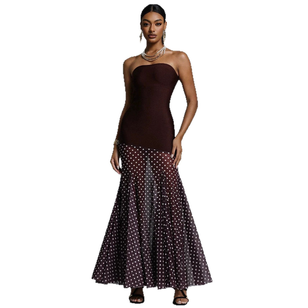 Damen Elegantes Stretch-Top mit transparentem Rüschenrock R&B