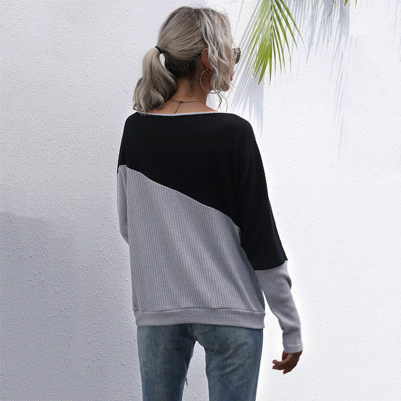 Damen modischer Pullover im lässigen Oversized-Stil mit raffiniertem Farbblockdesign R&B