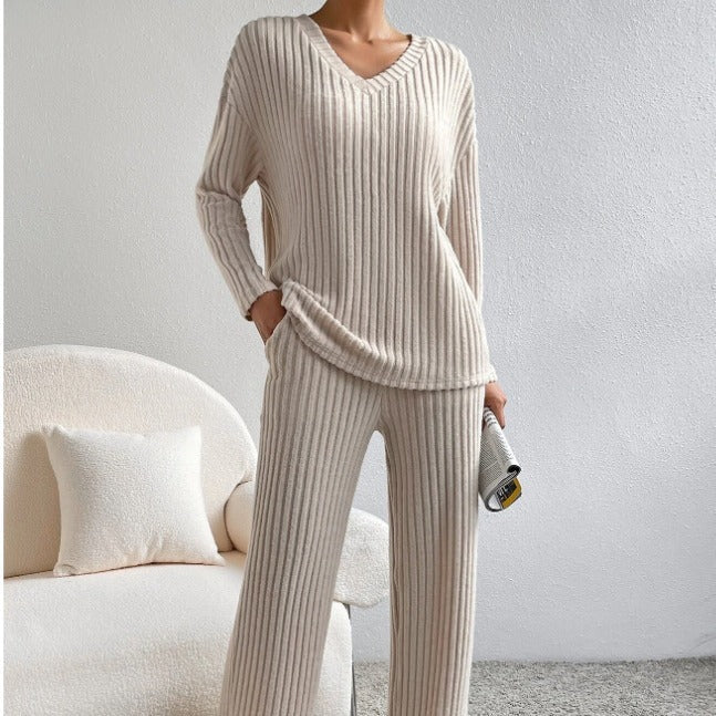 Damen Bequemer Strickanzug im modernen Rippdesign R&B