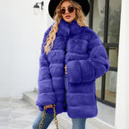 Damen Luxuriöse Kunstpelzjacke mit lockeren Ärmeln und voluminösem Schnitt R&B