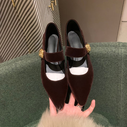 Damen Mary Jane Pumps mit elegantem Riemen und schickem Gold-Detail R&B